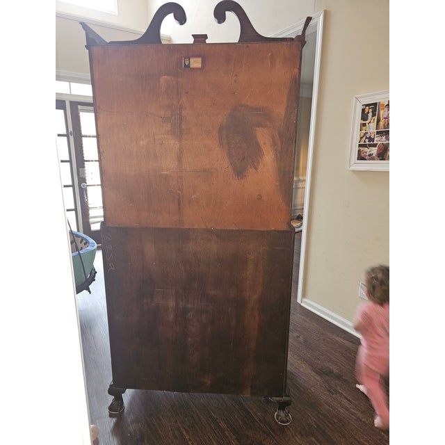 Wood Antique 1950s Maddox Chippendale Mahogany Secretary Desk For Sale - Image 7 of 12