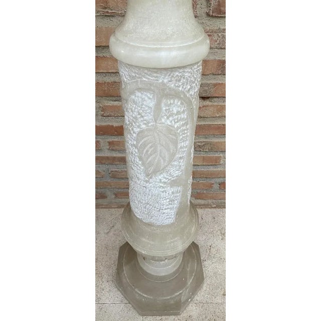 Italian Empire Carved Carrara Marble Pedestal Tables, 1890s, Set of 2 For Sale - Image 10 of 12
