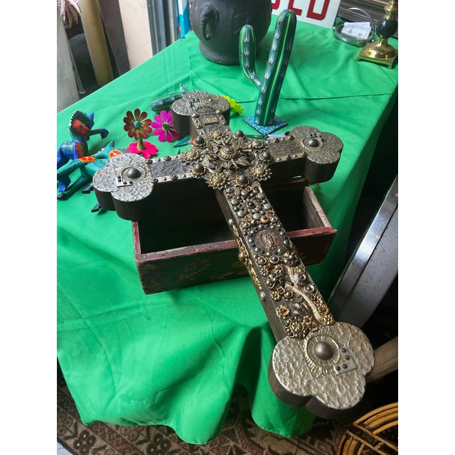 Religious 1970s Large Brass and Other Metal Cross For Sale - Image 3 of 4