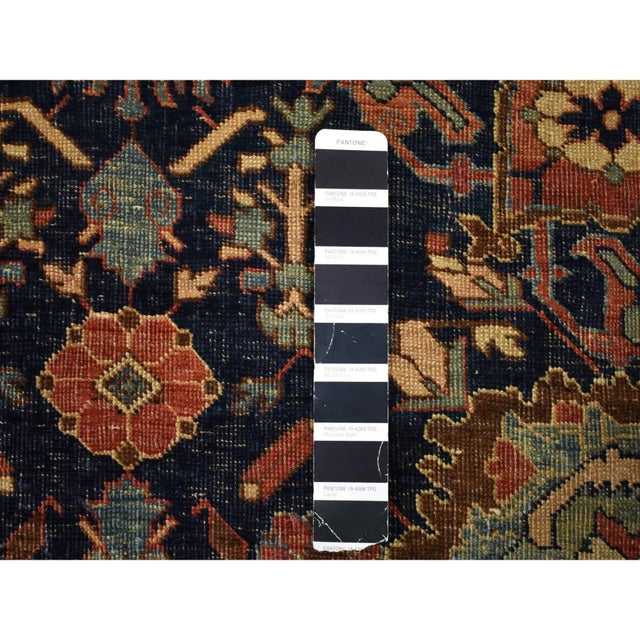 1880s Blue Antique Oriental Rug For Sale - Image 4 of 11