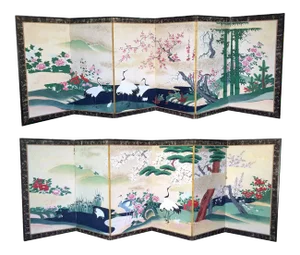Antique Japanese Folding Screens - Pair