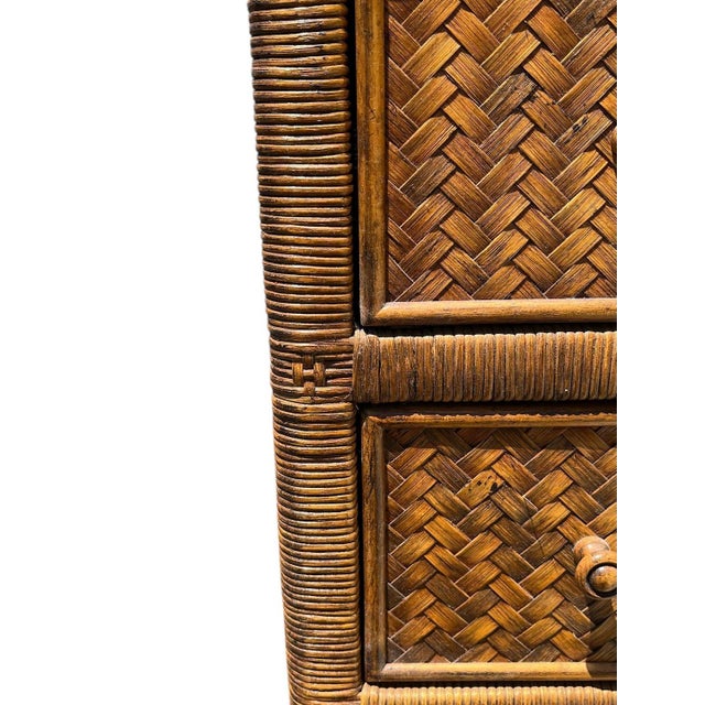 Brown Late 20th Century Pair Lexington Wicker Bachelor Chests. Island Style. For Sale - Image 8 of 11