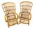 Pair of Italian Mid-Century Rattan High-Back Lounge Chairs, Style Franco Albini For Sale