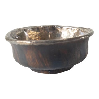 19th Century Chinese or Tibetan Burlwood Carved Alms Bowl With Silver Lining For Sale