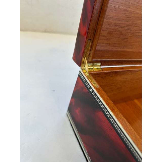 One of a Kind Artist Painted Decorative Red Faux Tortoise Box For Sale - Image 14 of 15