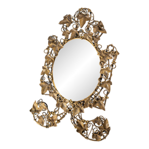 19th Century Austrian Bronze Ivy Vine and Berry Motif Table Mirror Possibly by Bergman