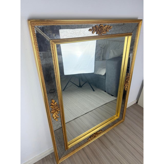 Large Vintage French Gilded Mirror by AJA Paris, 1950s For Sale - Image 11 of 11
