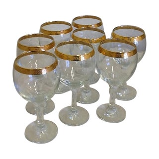 Vintage Tiffin Style Wine Glasses - Set of 8 For Sale