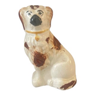 19th Century Antique Miniature Staffordshire Spaniel Mantel Dog Figurine For Sale