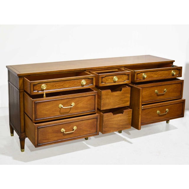Mid Century Transitional 9 Drawer Lowboy Dresser by Drexel For Sale - Image 9 of 13