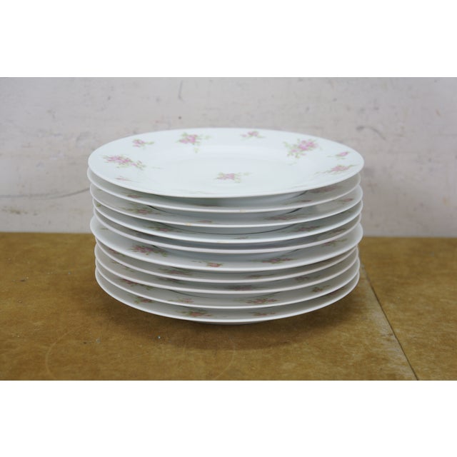 Ceramic 10pc Antique Charles Ahrenfeldt French Limoges Pink Rose Porcelain Plates & Bowl For Sale - Image 7 of 10