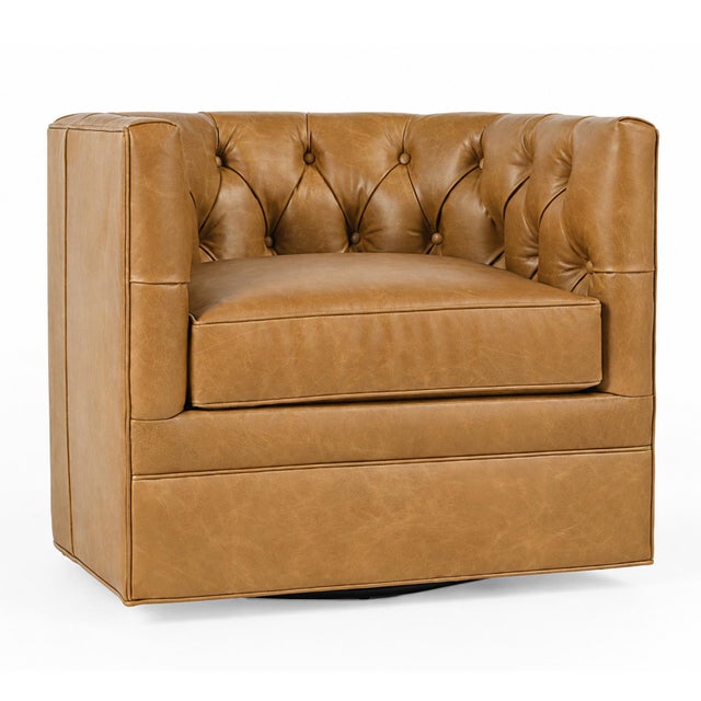 A sophisticated take on retro-inspired seating, this leather swivel chair brings warmth, character, and style to any...
