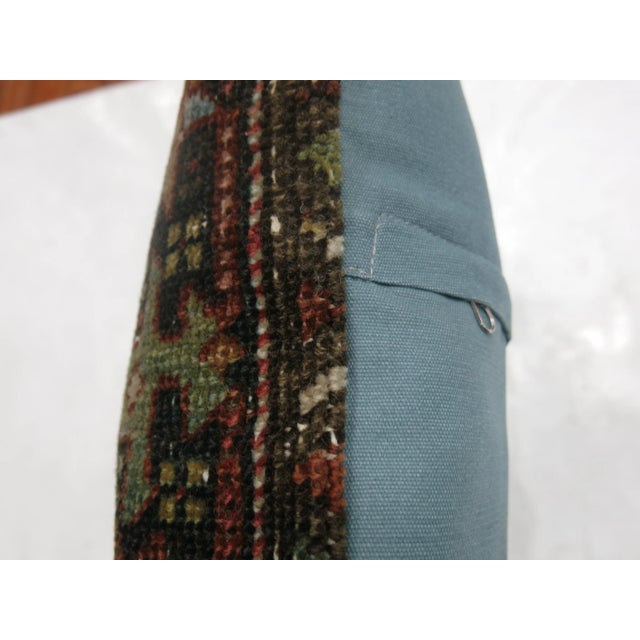 Brown Antique Heriz Rug Pillow For Sale - Image 4 of 5