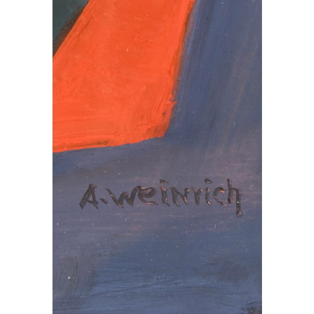 Paint Vintage Signed Cubist Abstract Watercolor Custom Framed One of a Kind For Sale - Image 7 of 8