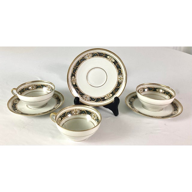 Art Nouveau Antique C. Ahrenfeldt- Limoges Porcelain Teacups and Saucers Set- 8 Pieces For Sale - Image 3 of 5