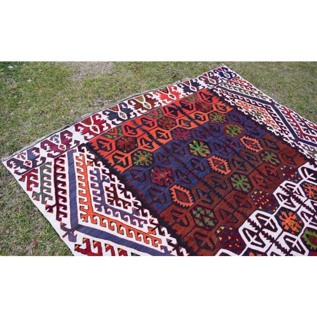 Ruby Red Oversize Turkish Kilim Rug For Sale - Image 8 of 11
