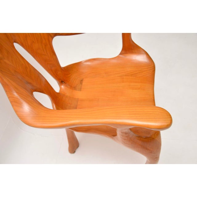 Italian Sculptural Armchair in Elm, 1970s For Sale - Image 9 of 11
