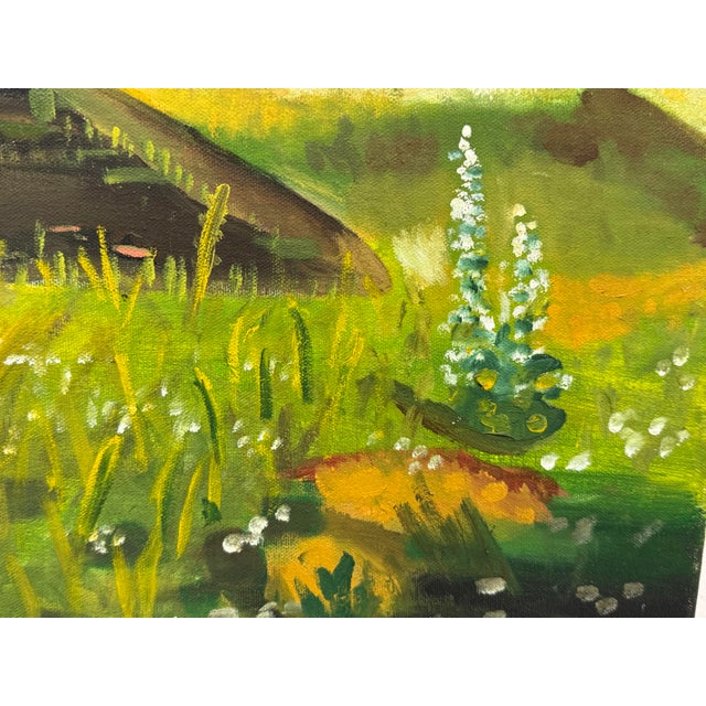 Early 21st Century Impressionist Acrylic on Canvas Dock on a Pond Landscape Painting For Sale - Image 5 of 12