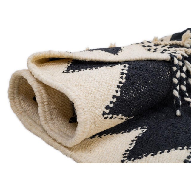 Moroccan Flatweave Wool Rug by Azele Studio For Sale - Image 6 of 9