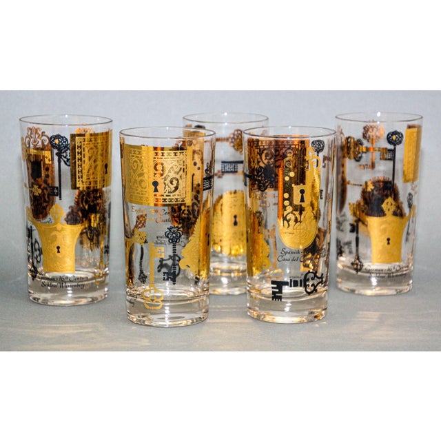 Mid-Century Modern Vintage Vito Bari Gold Drinking Glasses Set of 6 Hollywood Regency Retro 1950s For Sale - Image 3 of 12