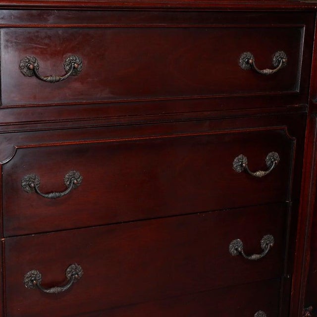 1930s Mahogany Bubble Glass 4 Door Breakfront China Cabinet C1930 For Sale - Image 5 of 14