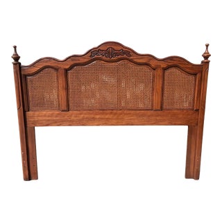French Country Style Cane Panel Queen Size Headboard For Sale