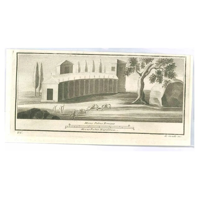 Secondo De Angelis, Roman Temple Fresco, Etching, 18th Century For Sale