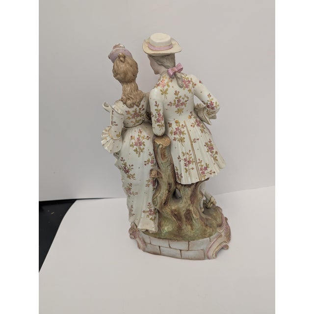 Ceramic Large Continental Victorian Porcelain Courting Couple Figures 19th C. For Sale - Image 7 of 12