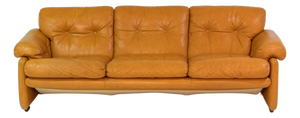 Large Vintage Crowned Brown Leather Sofa by Tobia Scarpa for C&B, 1972