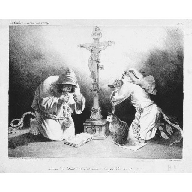 Quand le Diable devient vieux il se fai hermite is an original lithograph realized by French artist Honoré Daumier in...