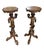 An exceptional pair of mid-19th century Italian carved polychrome and gilt figural pedestal tables, dating to circa 1860...