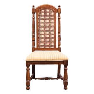 High End Vintage Solid Oak Rustic European Dining Side Chair For Sale