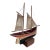 Antique Hand-Carved Wooden Ship Model With Linen Sails, Folk Art For Sale