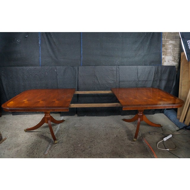 Late 20th Century Late 20th Century Handmade English Regency Style Walnut Burl Double Pedestal Banquet Dining Table 11' For Sale - Image 5 of 18