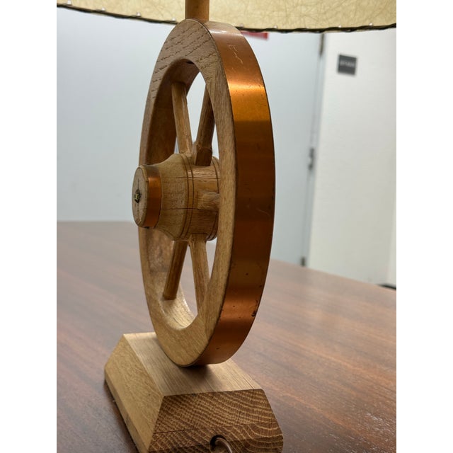 Vintage Rustic Wagon-Wheel Table Lamp For Sale - Image 12 of 12