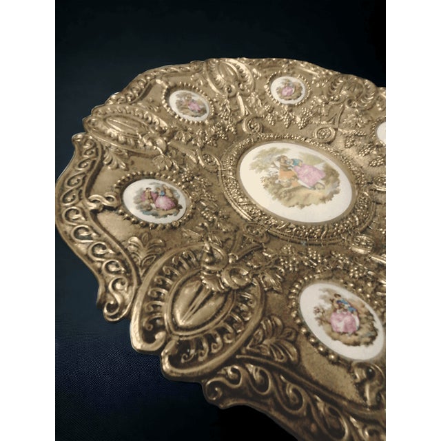 Bronze Plate with Ceramic Cameos, 1950s For Sale - Image 4 of 8
