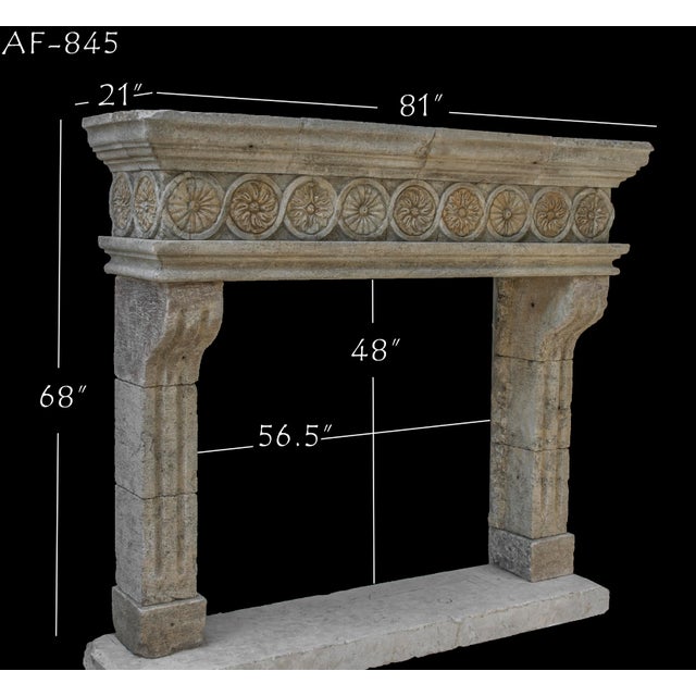 Rare Reclaimed Italian Limestone Fireplace Mantel For Sale - Image 4 of 4