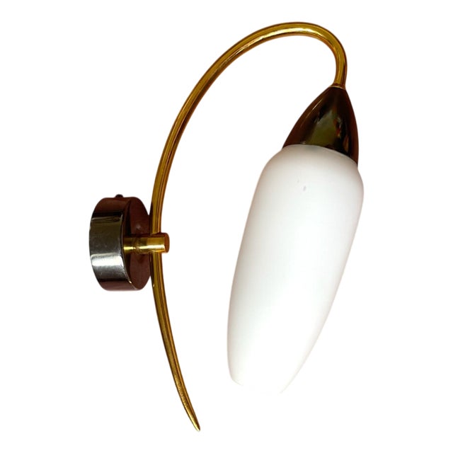 Vintage White Opaline Glass Wall Sconce, 1990s For Sale