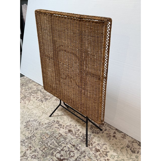 Mid-Century Modern Danny Ho Fong Folding Wicker Card Table, Outdoor For Sale - Image 3 of 12