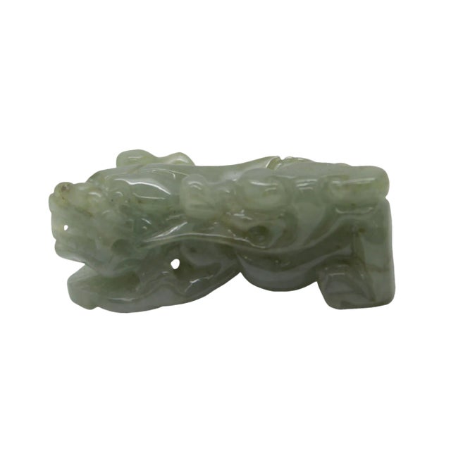 Chinese Hand Carved Natural Jade Feng Shui Lucky Pixiu Figure Pendant For Sale