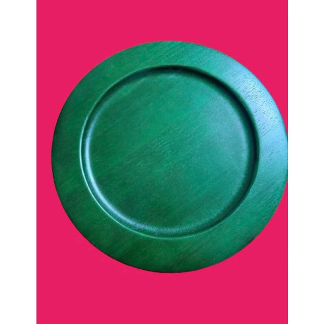 Mid-Century Modern Mid 20th Century Modern Studio Nova Wood Charger Green Finish - Set of 10 For Sale - Image 3 of 11