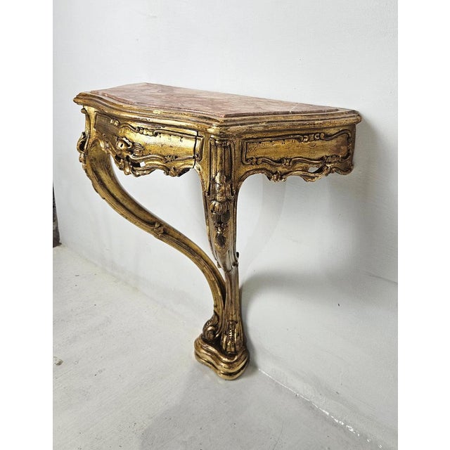 Venetian Rococo Console Nightstands with Rosso Verona Marble, 1930s, Set of 2 For Sale - Image 14 of 15