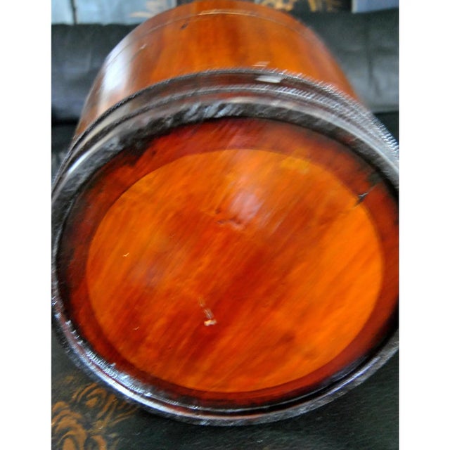 Chestnut Antique Water Barrel Bucket Japanese Wood Uchimizu Cachepot For Sale - Image 8 of 14