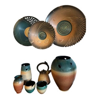 12 Pieces by American Studio Potter Mark Untener For Sale