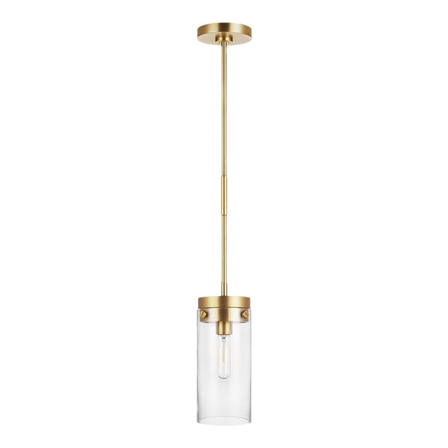 Chapman & Myers by Visual Comfort Studio Garrett Medium Cylinder Pendant, Brass For Sale