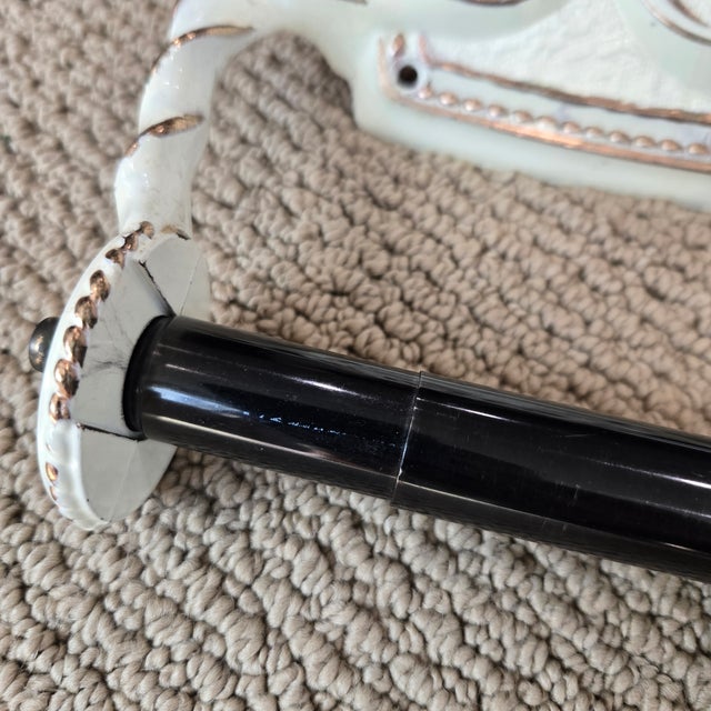 3 Vintage Amerock Bonaventure Hollywood Regency Bathroom Fixtures White Gold Towel Holders + Toilet Paper Holder For Sale - Image 9 of 16