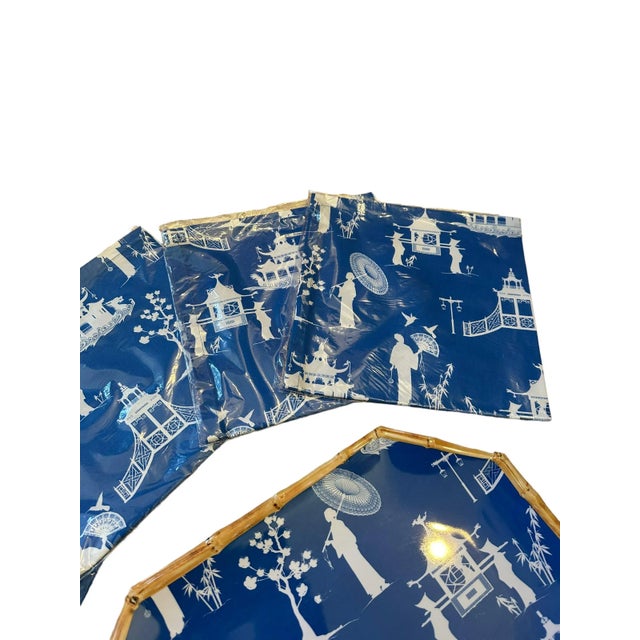 Royal Blue Kim Seybert Cobalt and White Chinoiserie Melamine Luncheon Set - 9 Pieces For Sale - Image 8 of 12
