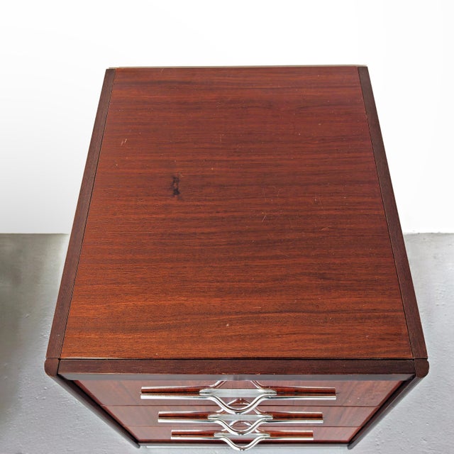 Vintage Walnut Bedside Tables with Metal Inserts, Italy, 1970s, Set of 2 For Sale - Image 15 of 18
