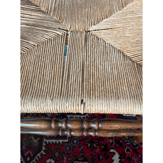 Vintage Tell City/Ethan Allen Style Colonial Early American Ladderback Dining Wooden Armchair, Woven Rush Seat For Sale - Image 12 of 12