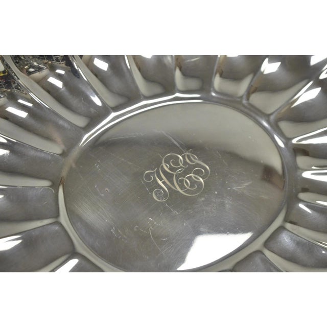 Silver Vintage Reed & Barton "Holiday" Scalloped Oval Serving Platter Tray W/ Monogram For Sale - Image 8 of 12